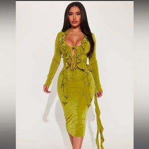 Sweet As Can Be Skirt Set - Chartreuse